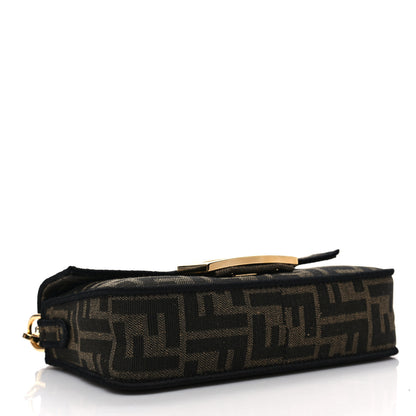 Fendi Fabric Jacquard FF 1974 Mini Baguette Tobacco Moro Black 4 of 7
