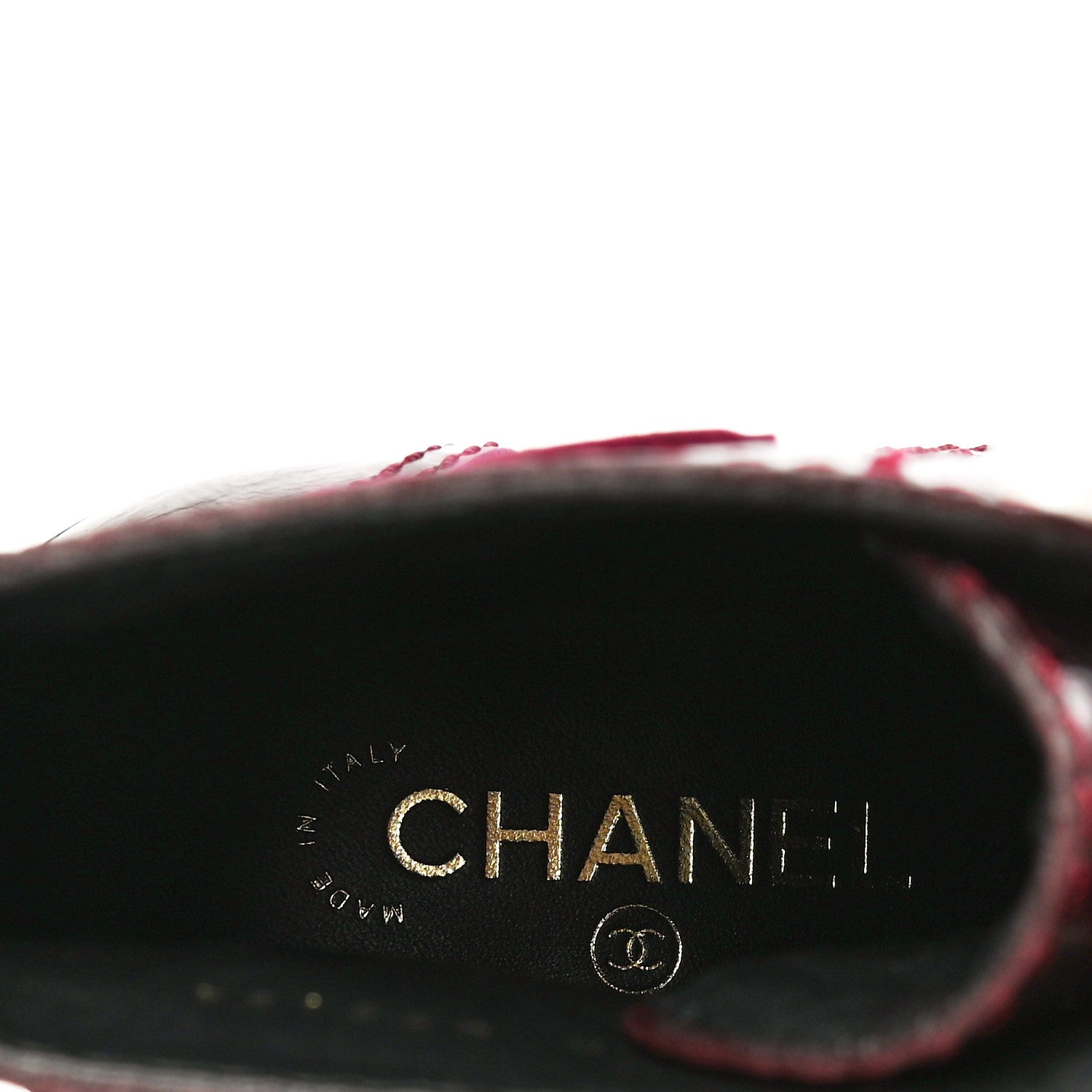 Chanel Calfskin Velvet Pearl Combat Short Boots 38 Burgundy 10 of 12