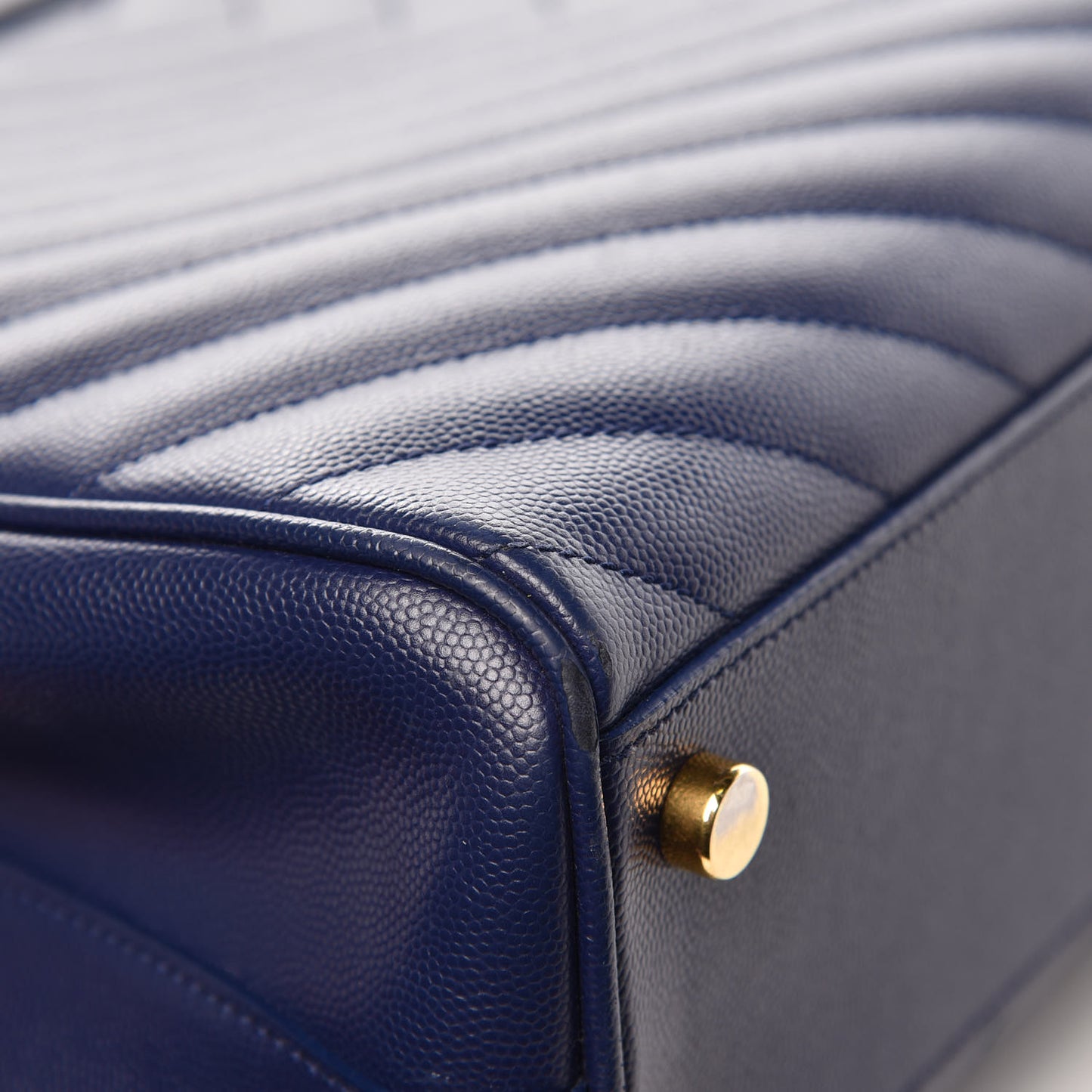 Grain De Poudre Matelasse Chevron Monogram Shopping Bag Deep Marine