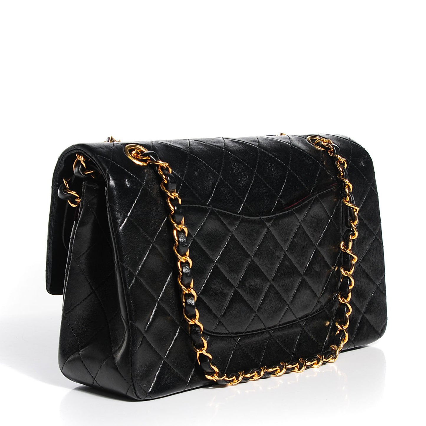 Lambskin Quilted Medium Double Flap Black