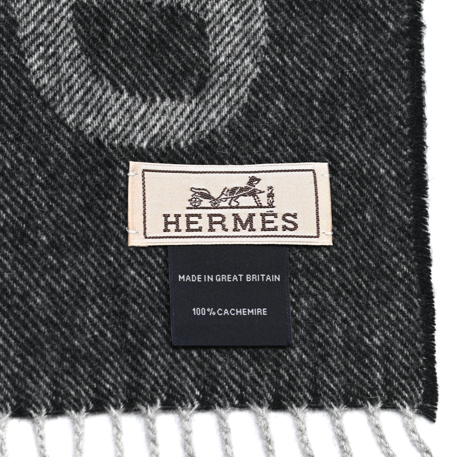 Hermes Cashmere Crazy Chain Muffler Anthracite Flanelle 4 of 4