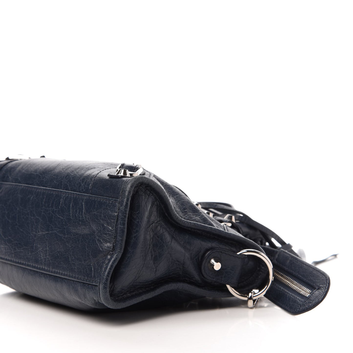 Agneau Classic Silver Hardware Mini City Bleu de Minuit