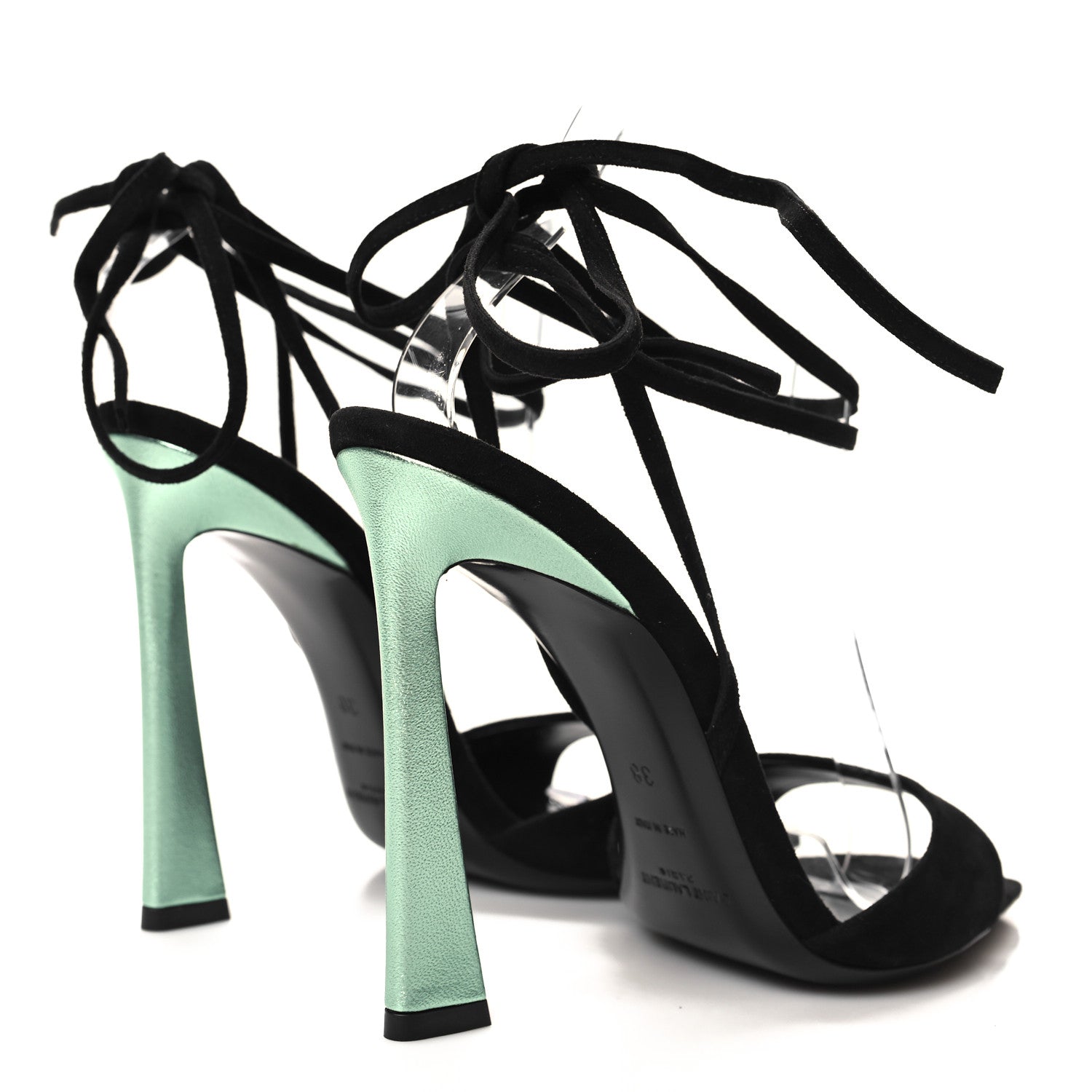 Saint Laurent Suede Paz 105 Ankle Strap Sandals 38 Hope Green 4 of 9