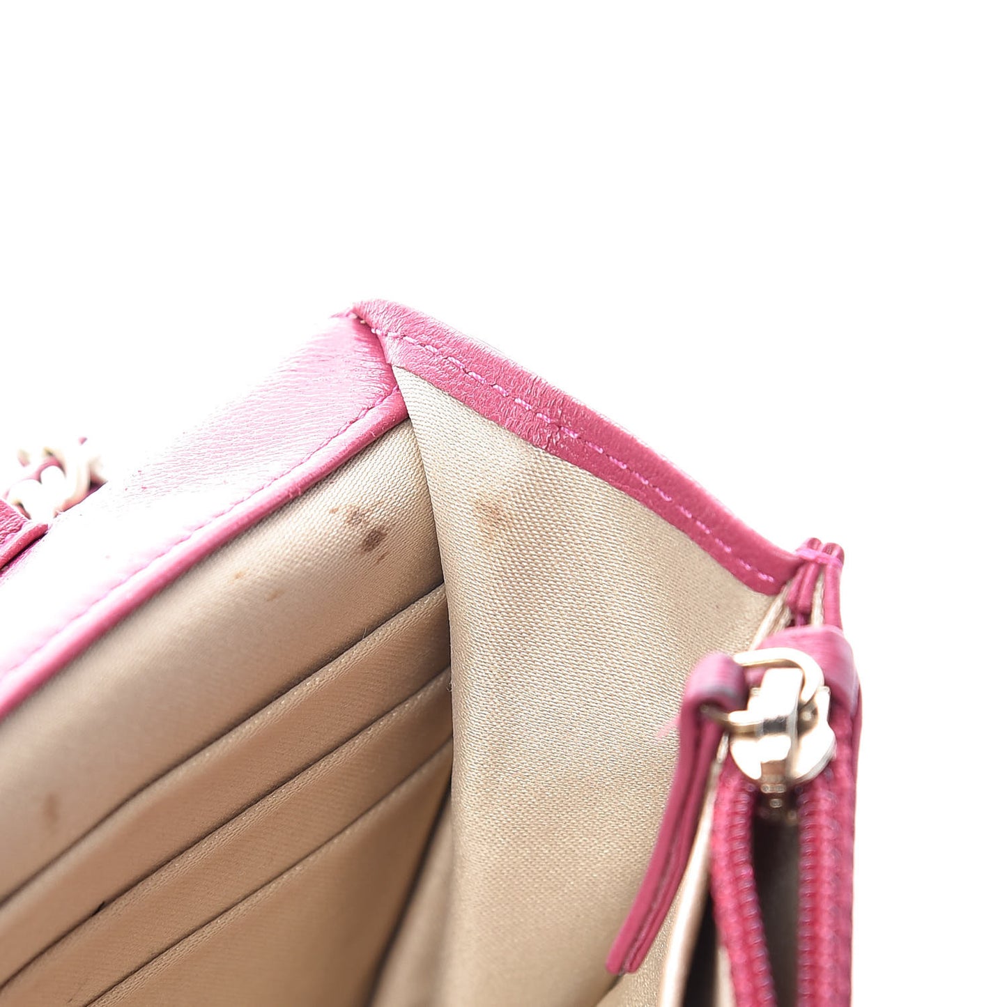 Caviar Camellia Embossed Wallet On Chain WOC Fuchsia