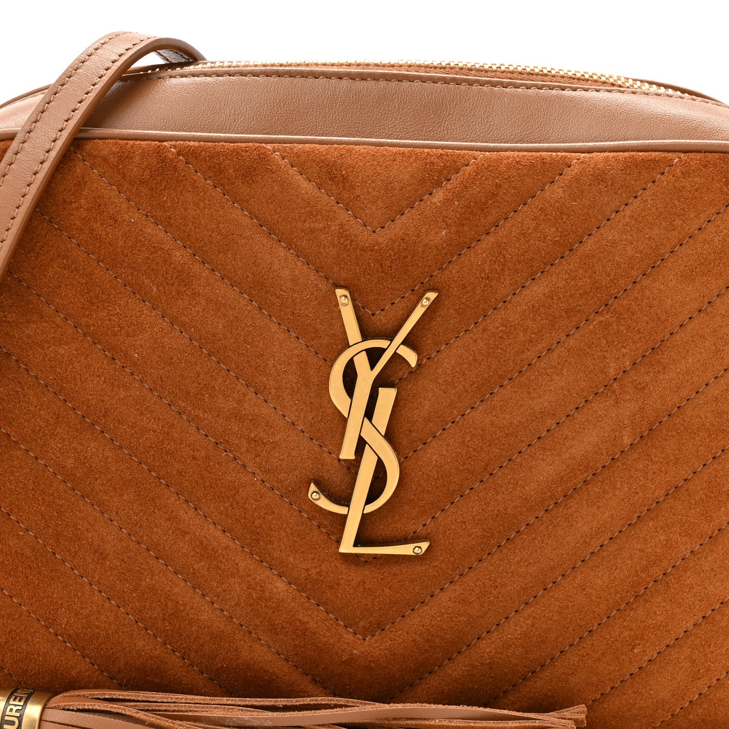 Saint Laurent Suede Matelasse Monogram Lou Camera Bag Cinnamon 8 of 12