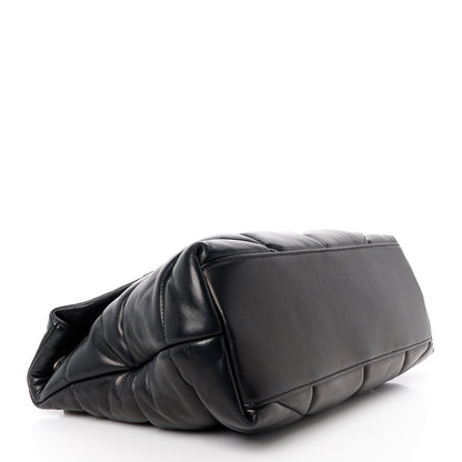 Saint Laurent Lambskin Quilted Medium Loulou Puffer Monogram Chain Satchel Black 4 of 10