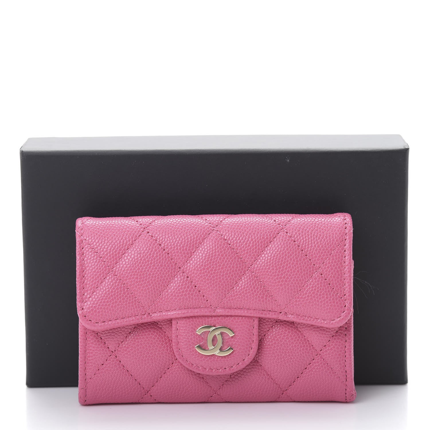 Chanel Caviar Quilted Flap Card Holder Wallet Pink 9 of 9