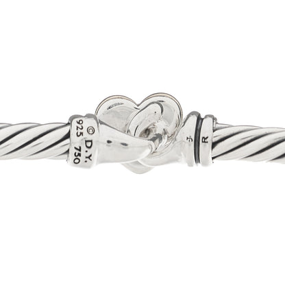 David Yurman Sterling Silver 18K Yellow Gold 3mm Cable Collectibles Heart Bracelet 3 of 4