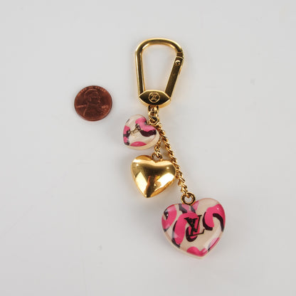 Louis Vuitton Leopard Heart Bag Charm Key Holder Blanc Corail 2 of 5
