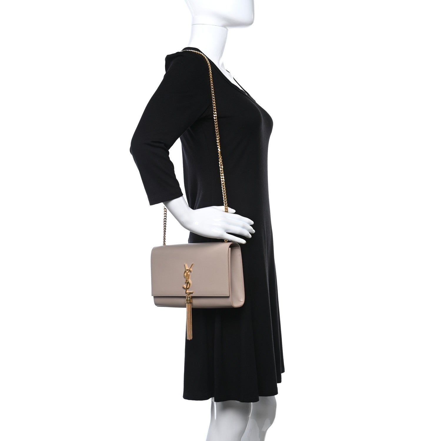 Saint Laurent Smooth Calfskin Medium Classic Monogram Kate Tassel Satchel Nude Powder 2 of 13