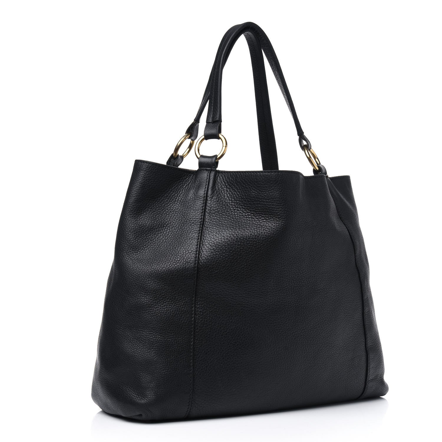 Gucci Pebbled Calfskin Medium Twill Tote Black 2 of 34