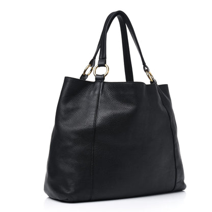 Gucci Pebbled Calfskin Medium Twill Tote Black 2 of 34