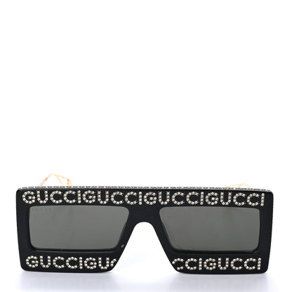 Gucci Acetate Crystal Mask-Frame Sunglasses GG0431S Black 2 of 7