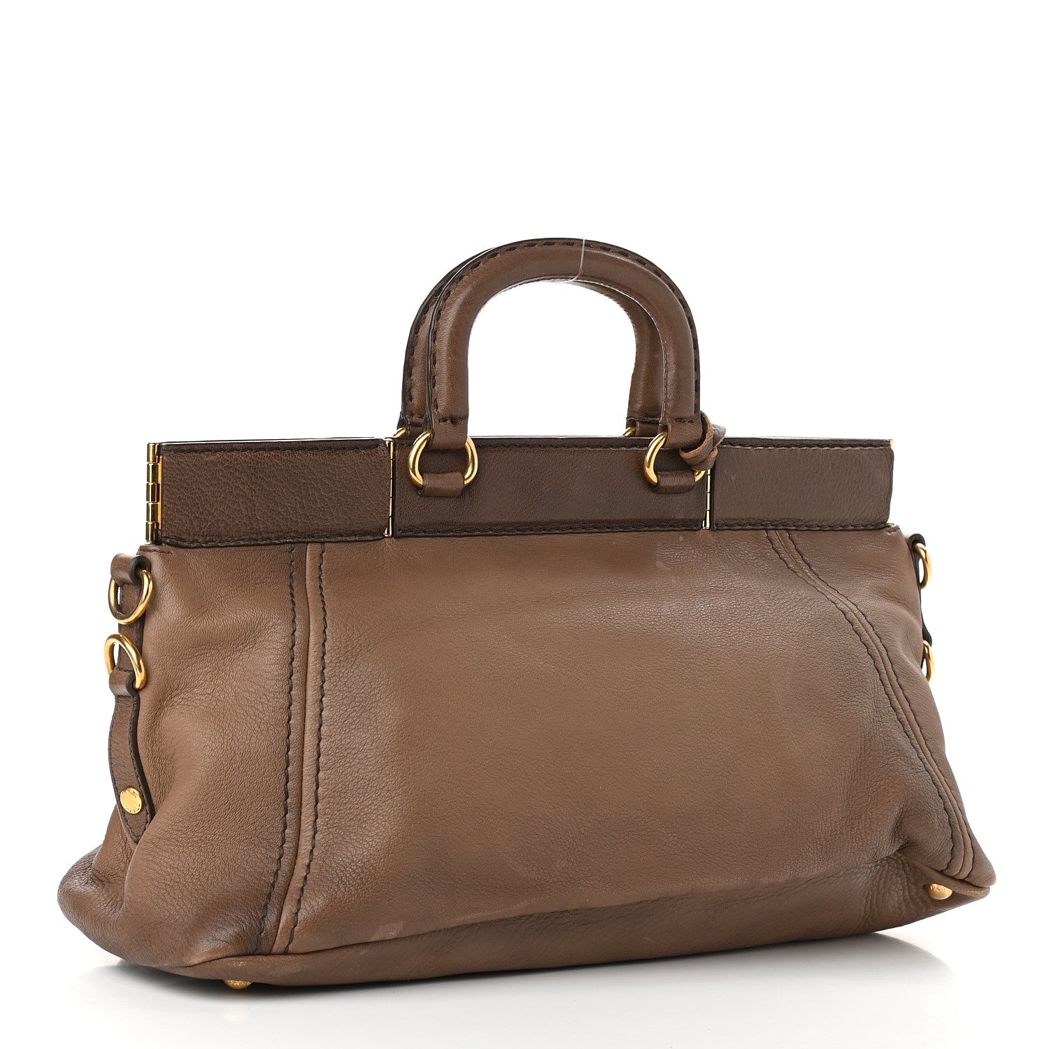 Prada Cervo Antik Top Handle Tote Brown 3 of 13