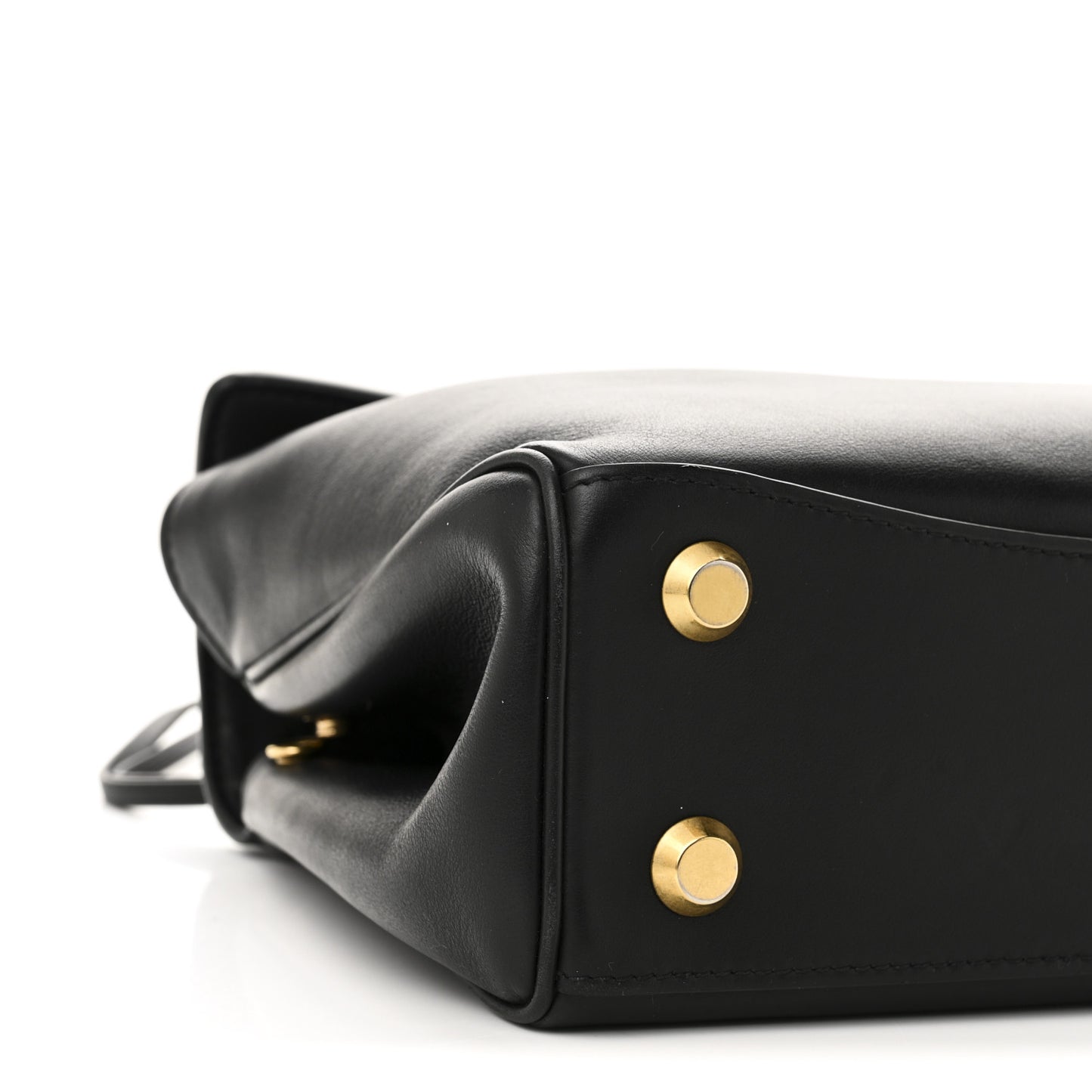 Natural Smooth Calfskin Mini Rodeo Top Handle Handbag Black