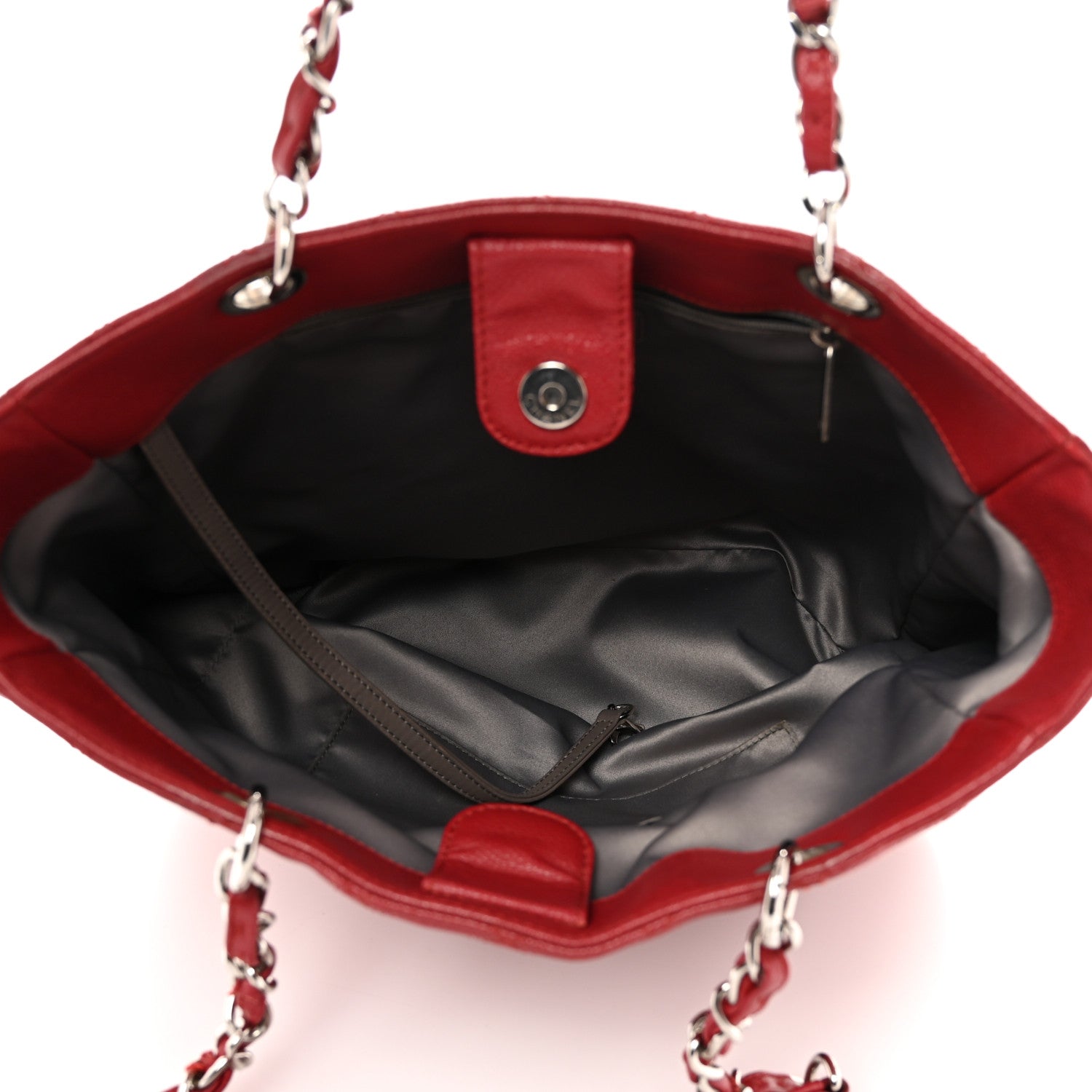 Chanel Caviar Quilted Vertical Grand Shopping Tote GST Red 5 of 11