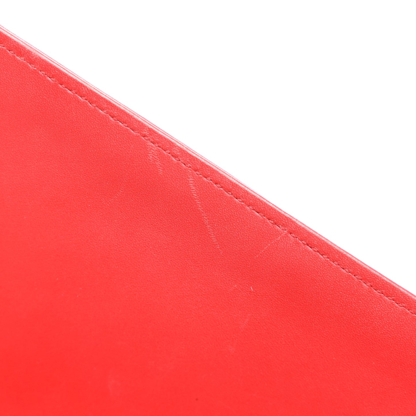 Smooth Calfskin Matelasse Chevron Large Monogram Satchel Lipstick Red