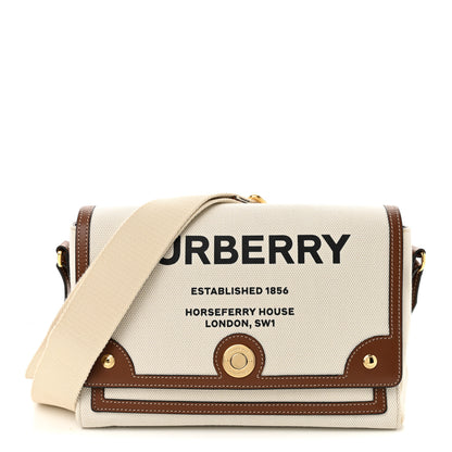 Burberry Canvas Horseferry Print Note Crossbody Bag Natural Tan 1 of 13