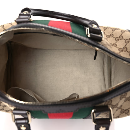 Gucci Monogram Selleria Calfskin Vintage Web Medium Boston Beige Ebony Cocoa 5 of 9