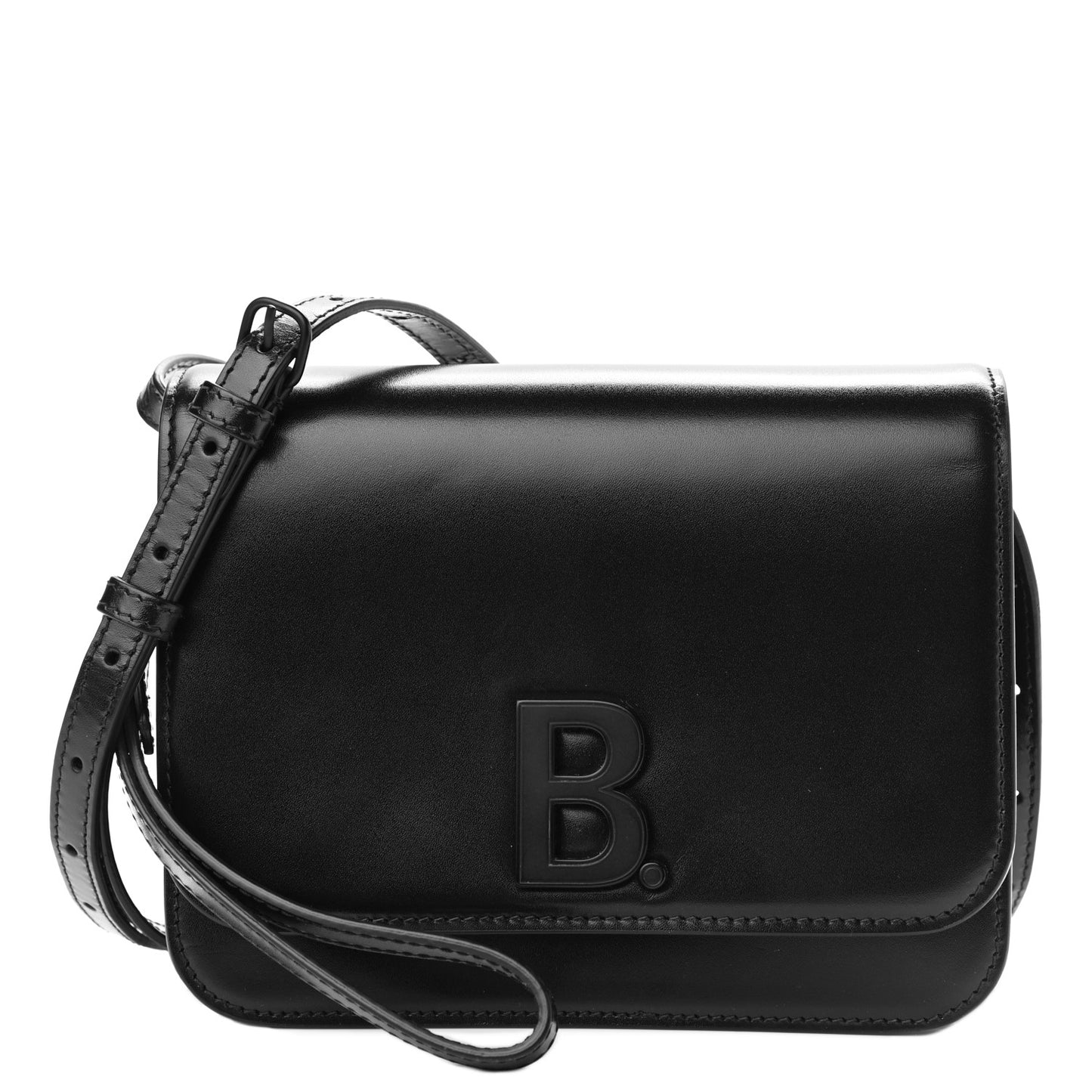 Shiny Box Calfskin Small B Bag Black