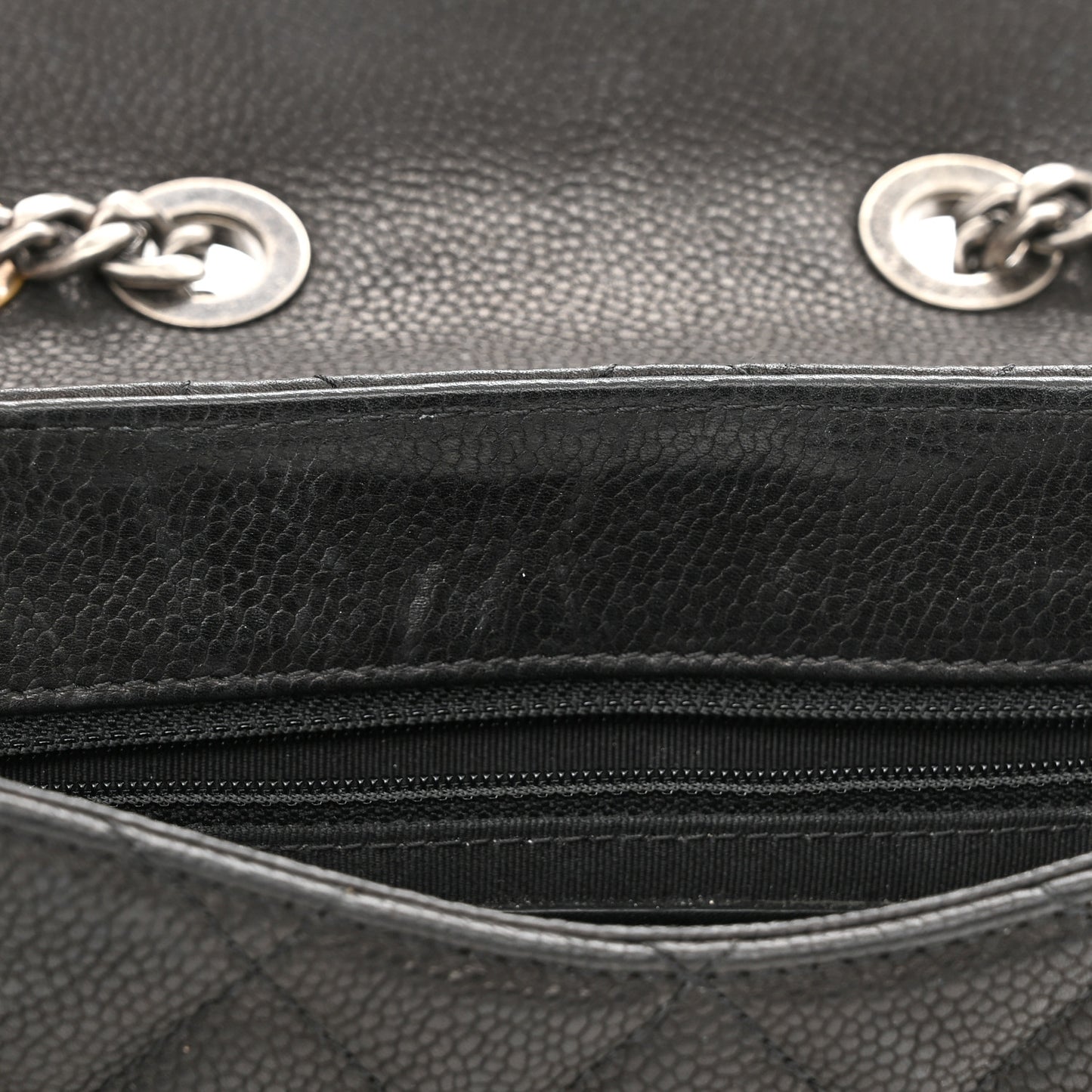 Calfskin Quilted Small Casual Pocket Messenger Flap Black