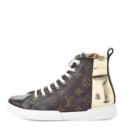 Louis Vuitton Patent Monogram Stellar Sneaker Boots 36 Gold 1 of 8
