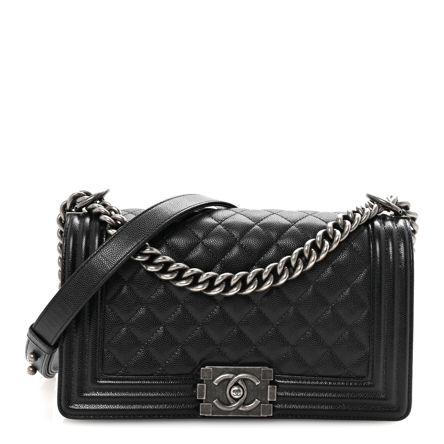 Caviar Quilted Medium Boy Flap Black