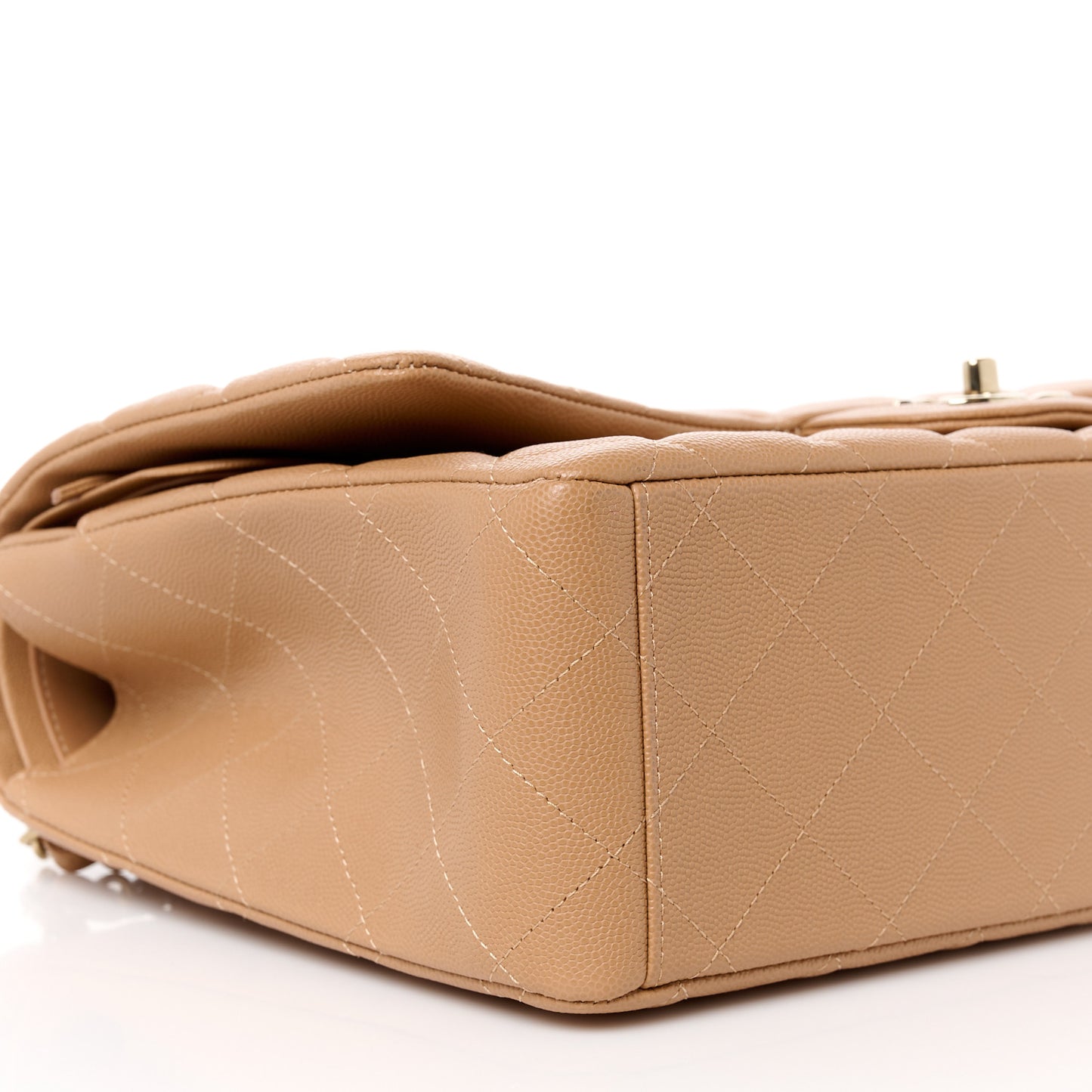 Caviar Quilted Maxi Double Flap Dark Beige
