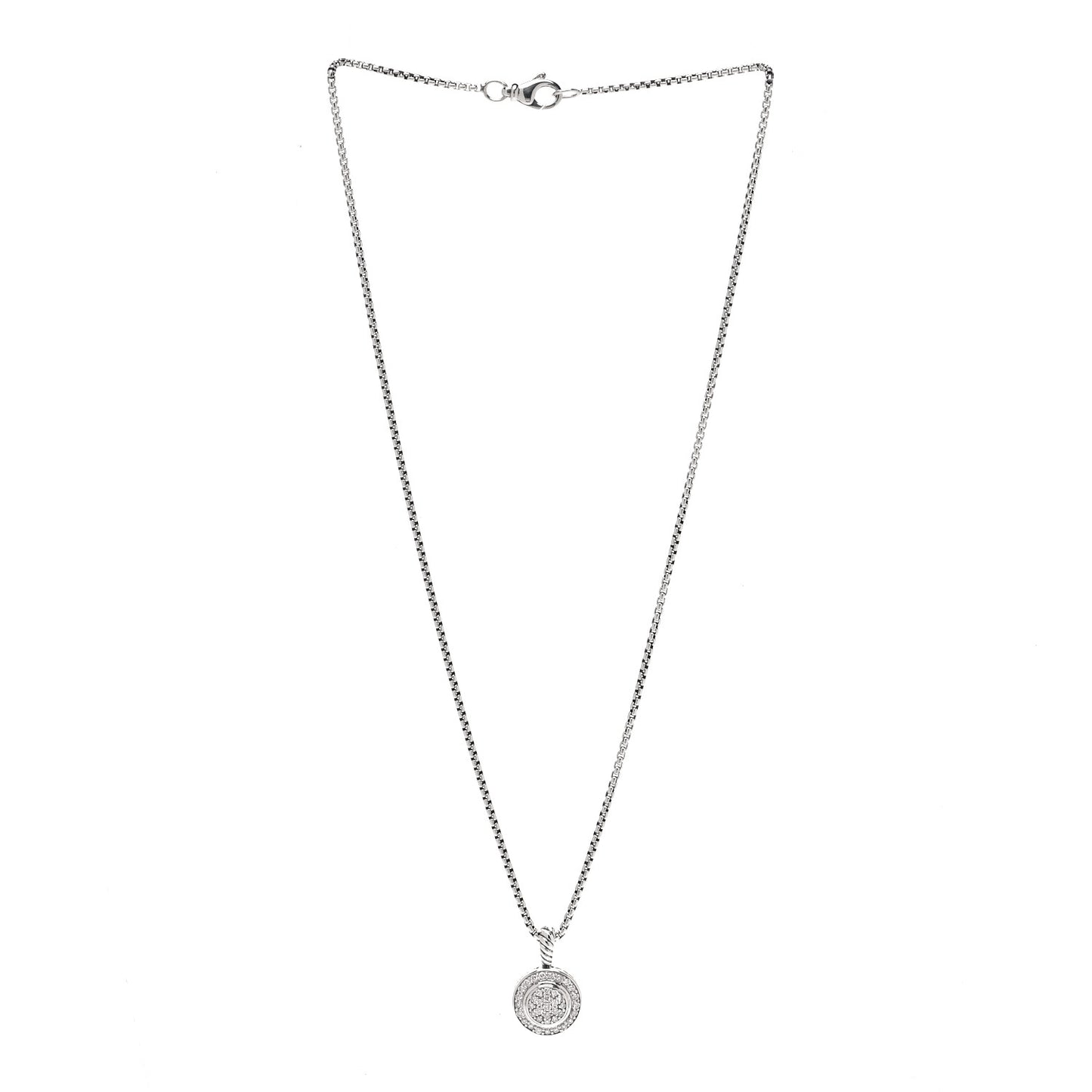 Sterling Silver Diamond 8mm Petite Round Necklace