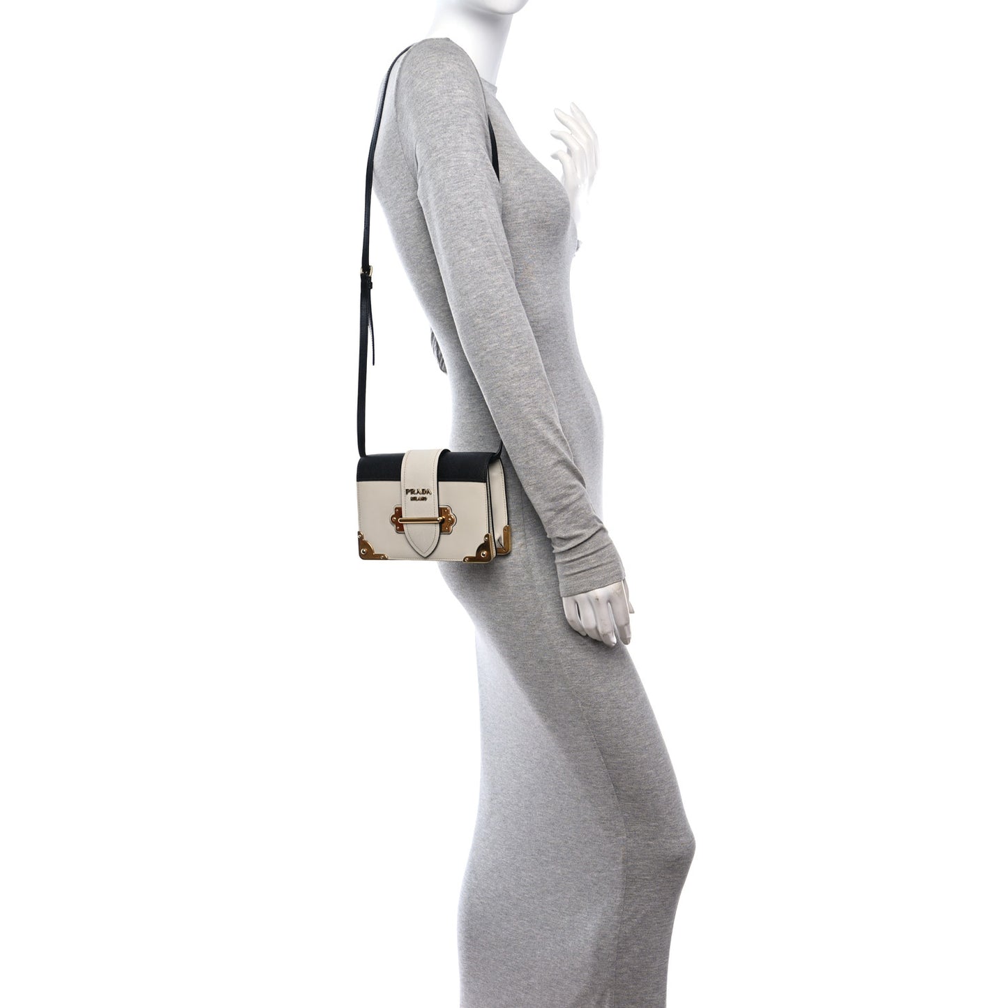 City Calf Saffiano Cahier Bag Talco Black