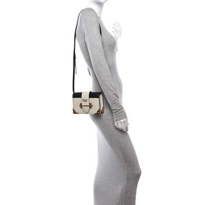 Prada City Calf Saffiano Cahier Bag Talco Black 3 of 11