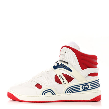 Gucci Demetra Mens Basket High Top Sneakers 6 Great White Hibiscus Red 1 of 9