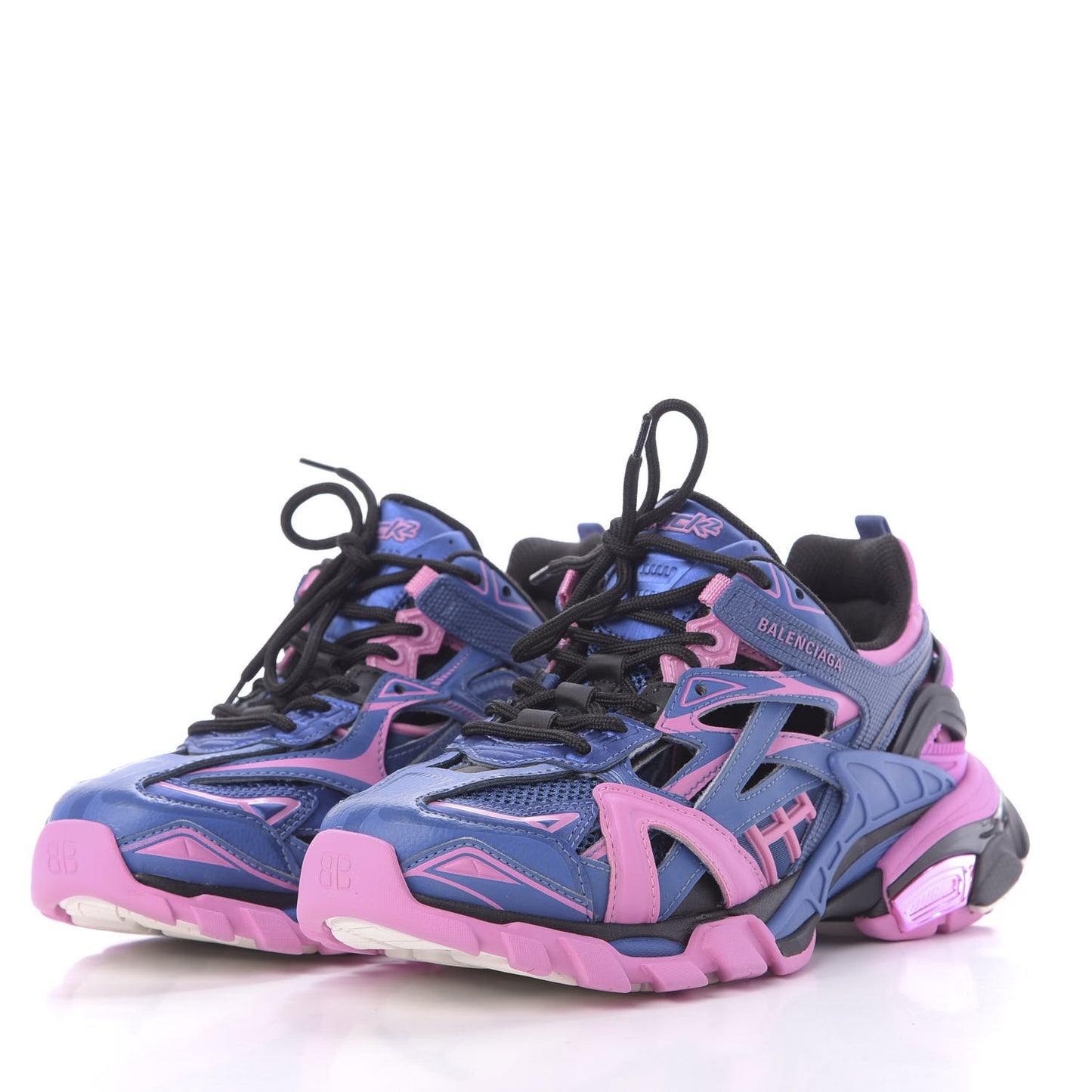 Rubber Mesh Bi-Color Womens Track.2 Open Sneakers 38 Blue Pink