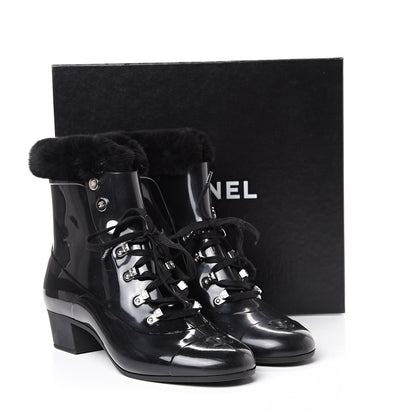 Chanel Vinyl Mink Boots Black 39 Black 7 of 7