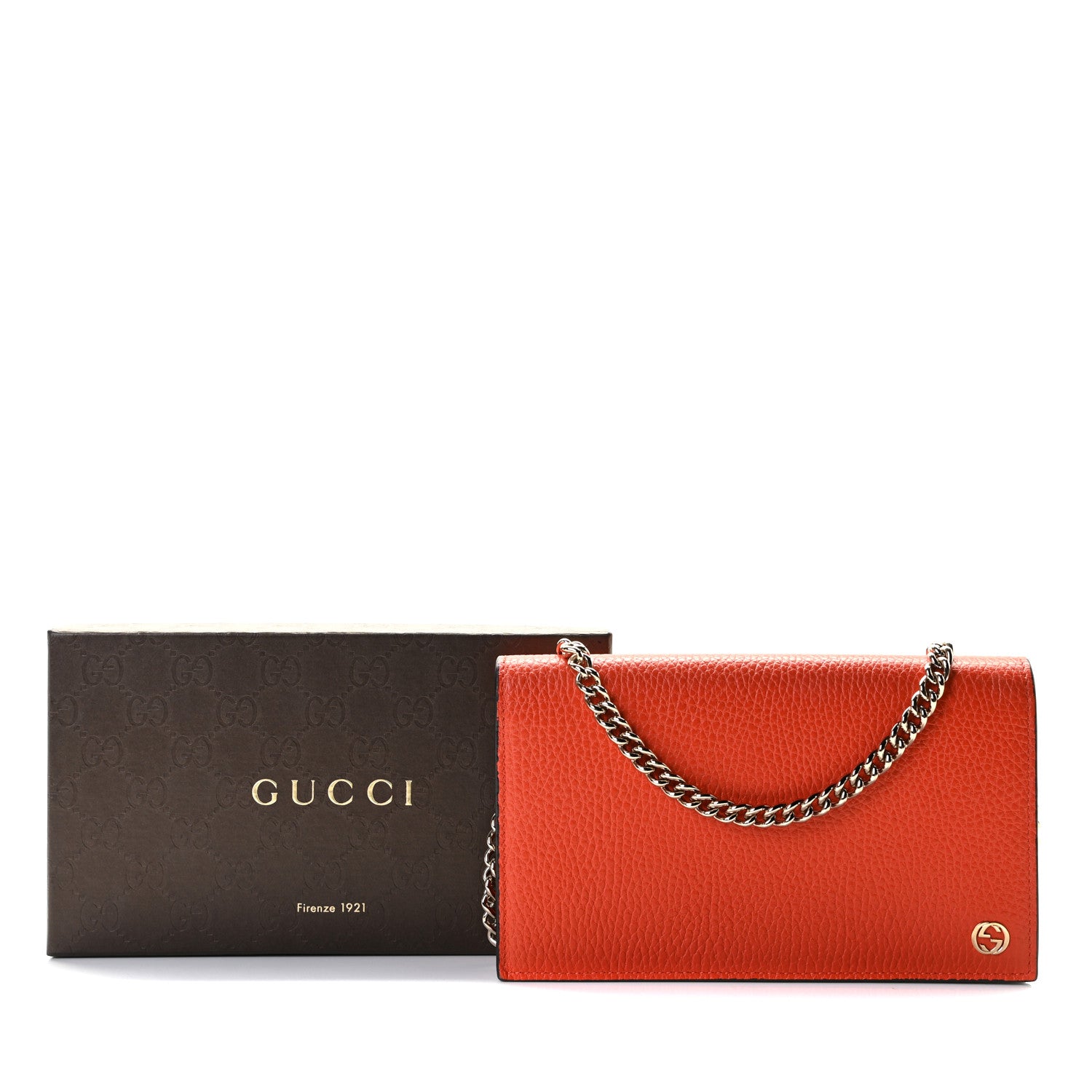 Gucci Dollar Calfskin Medium Betty Chain Wallet Sun Orange 8 of 8