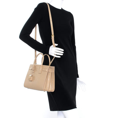 Saint Laurent Calfskin Crocodile Embossed Baby Sac De Jour Nude 2 of 8