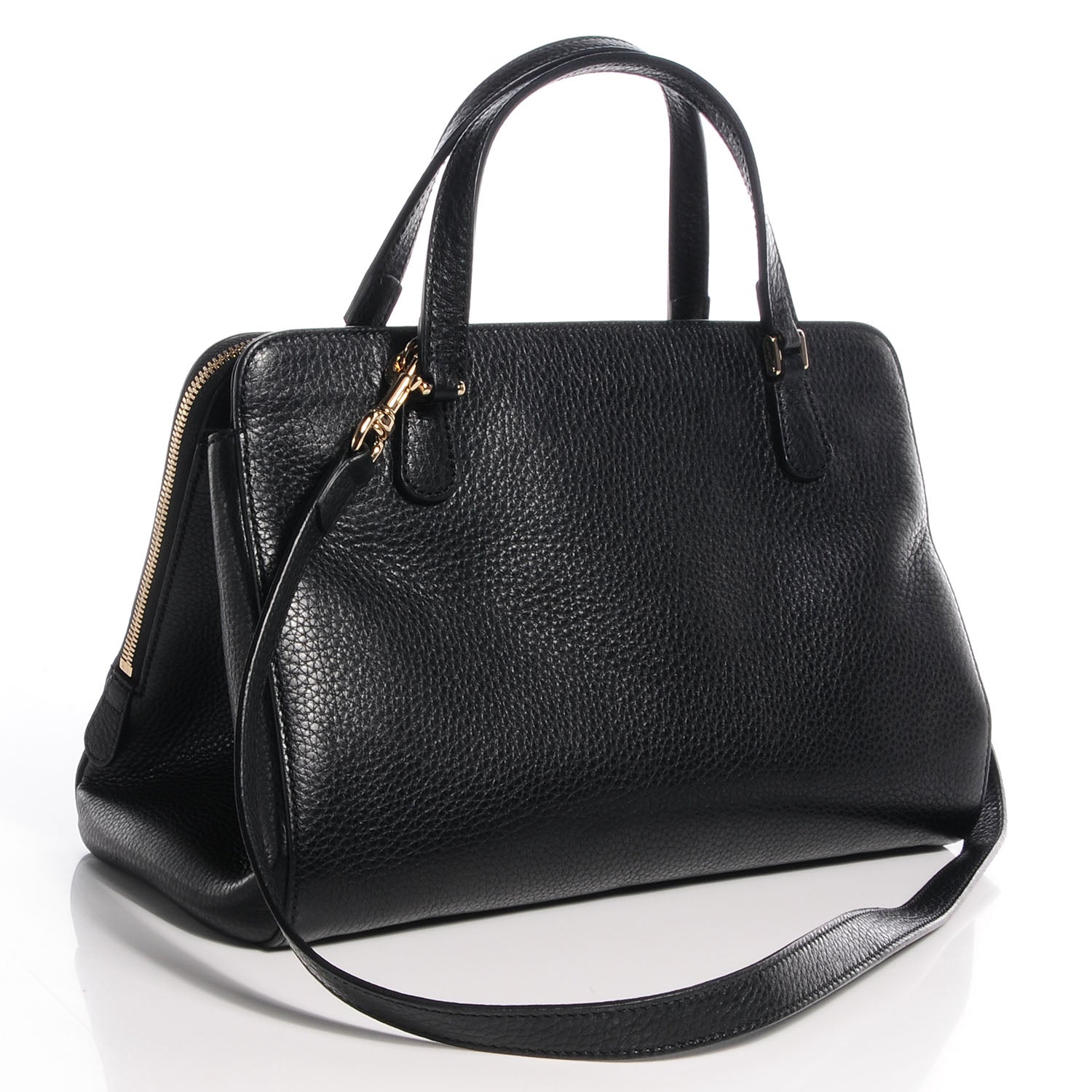 Gucci Leather Medium Label Tote Black 3 of 9