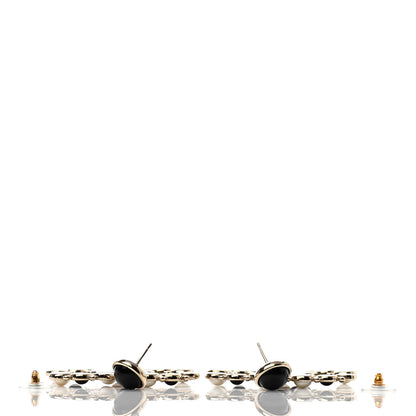 Chanel Crystal Pearl Metal Resin Polka Dot CC Drop Earrings Black Gold 3 of 5
