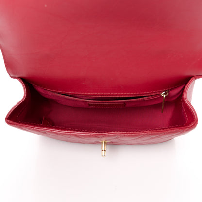 Chanel Calfskin Chevron Quilted Top Handle Flap Red 5 of 12