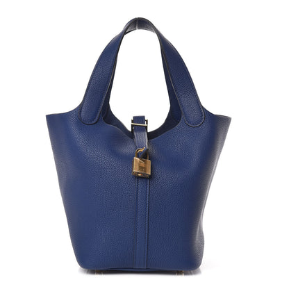 Hermes Taurillon Maurice Picotin Lock 18 PM Bleu Saphir 1 of 10