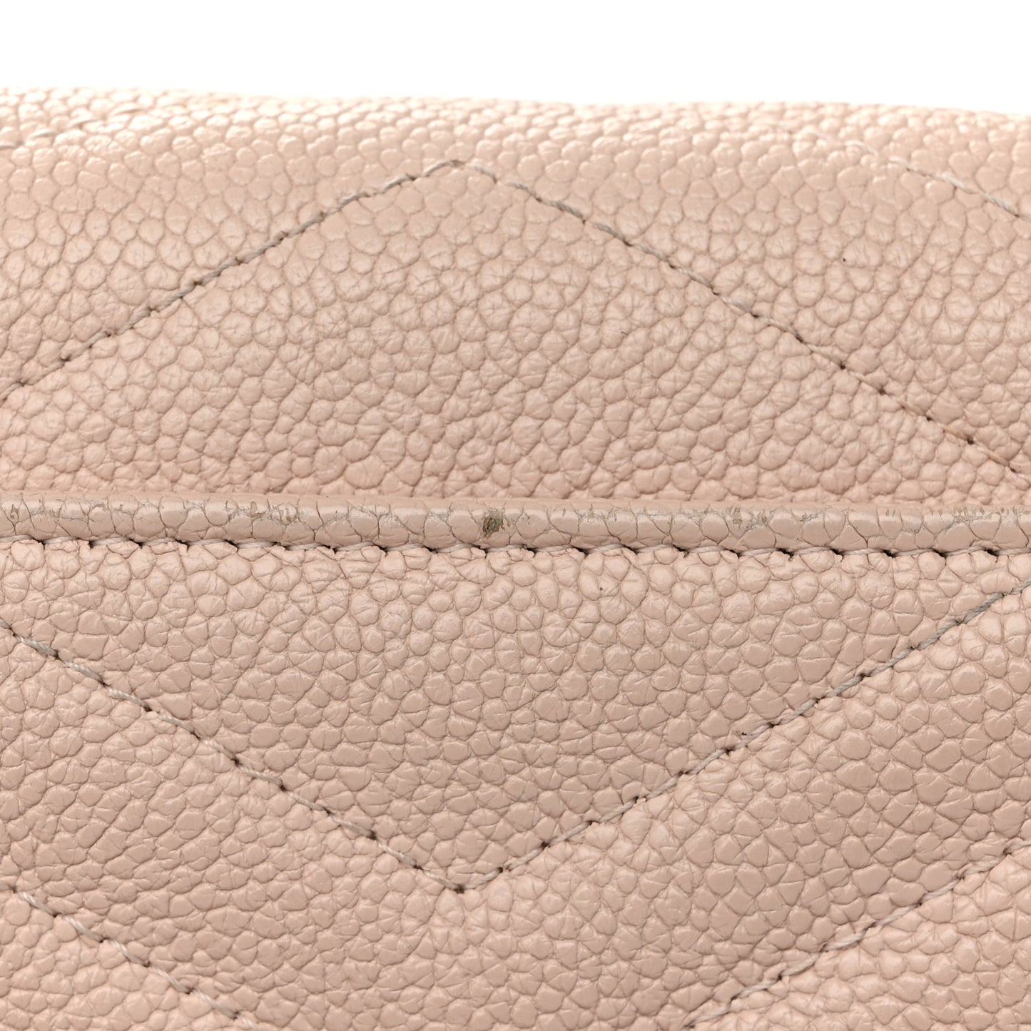 Caviar Chevron Quilted Statement Wallet On Chain WOC Light Beige