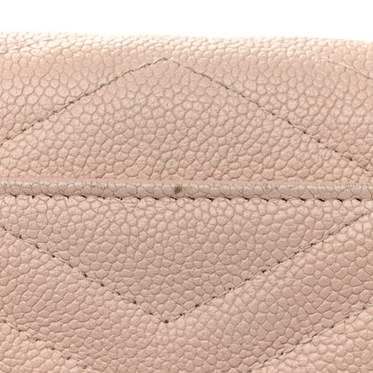 Chanel Caviar Chevron Quilted Statement Wallet On Chain WOC Light Beige 12 of 13