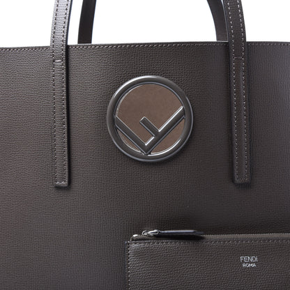Fendi Vitello Vienna Enamel F is Fendi Shopping Tote Carbone Tobacco 11 of 11