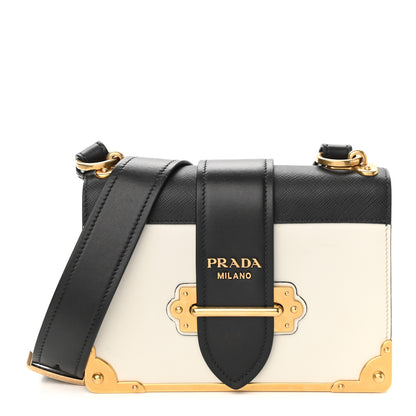 Prada City Calf Saffiano Cahier Bag Talco Black 1 of 7