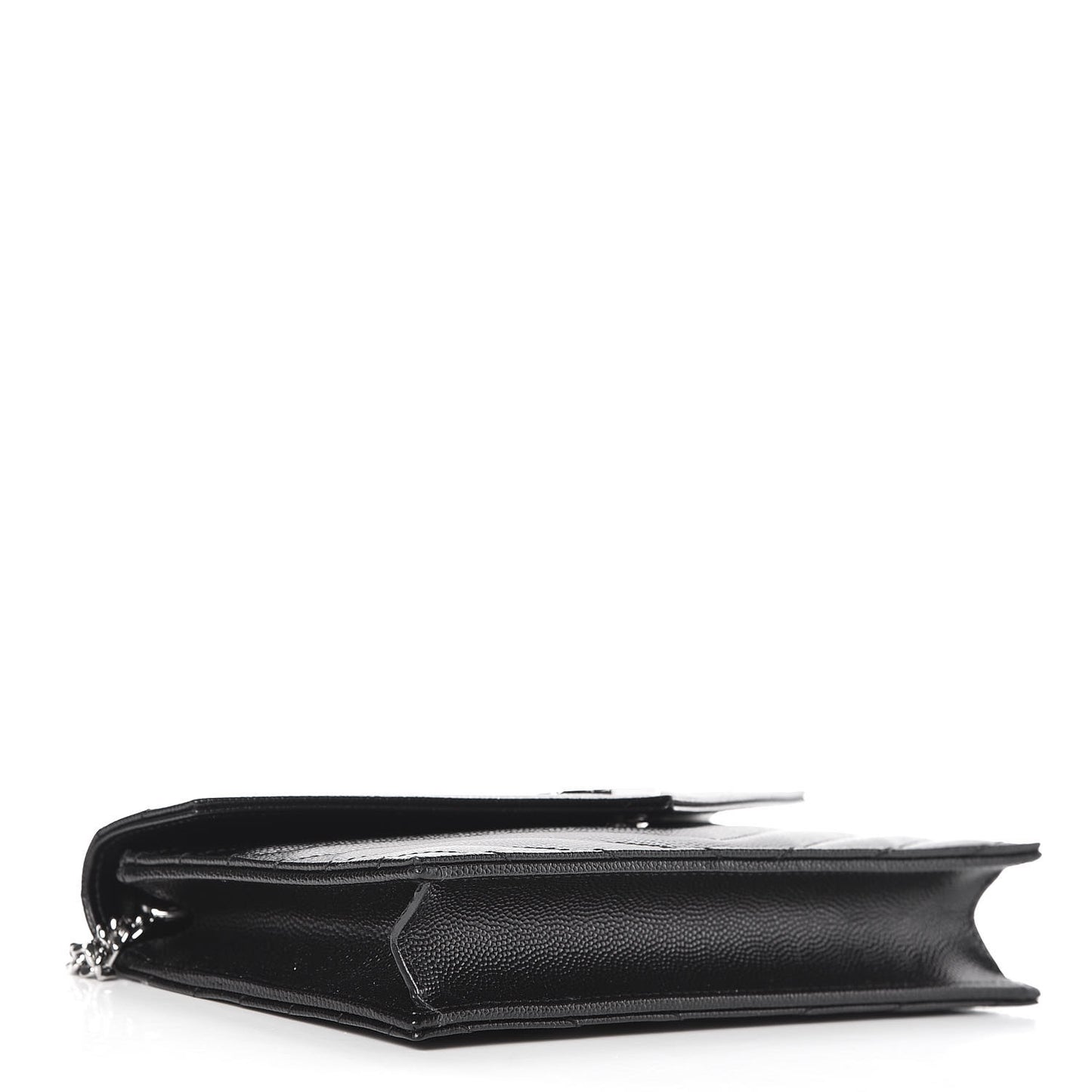 Grain De Poudre Matelasse Chevron Monogram Envelope Chain Wallet Black