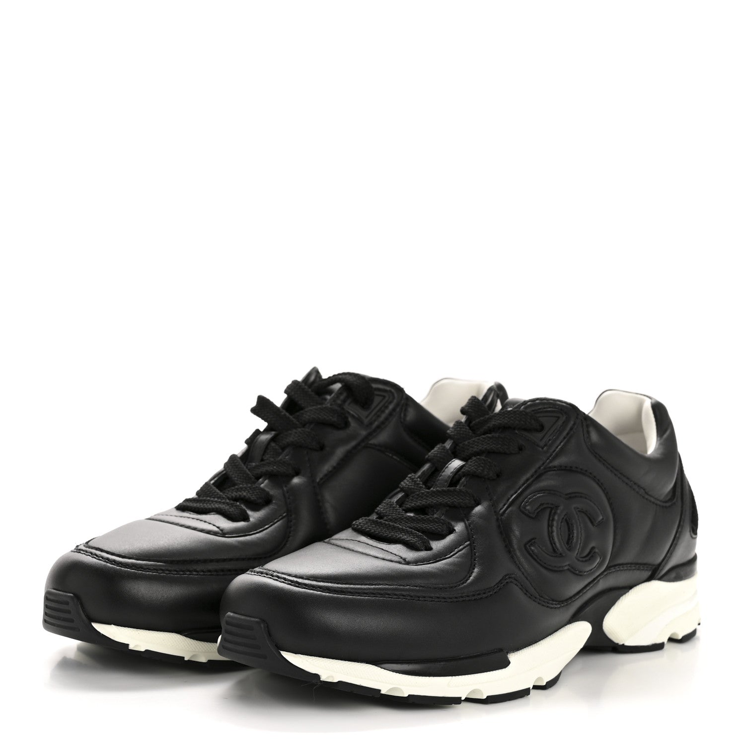 Chanel Calfskin CC Sneakers 38 Black 4 of 11