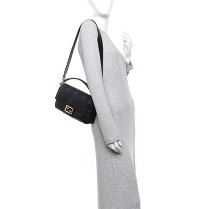 Fendi Nappa FF 1974 Embossed Baguette Black 2 of 11