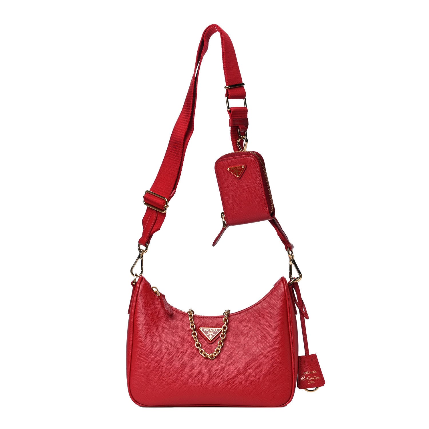 Prada Saffiano Lux Re-Edition 2005 Shoulder Bag Fuoco 1 of 12