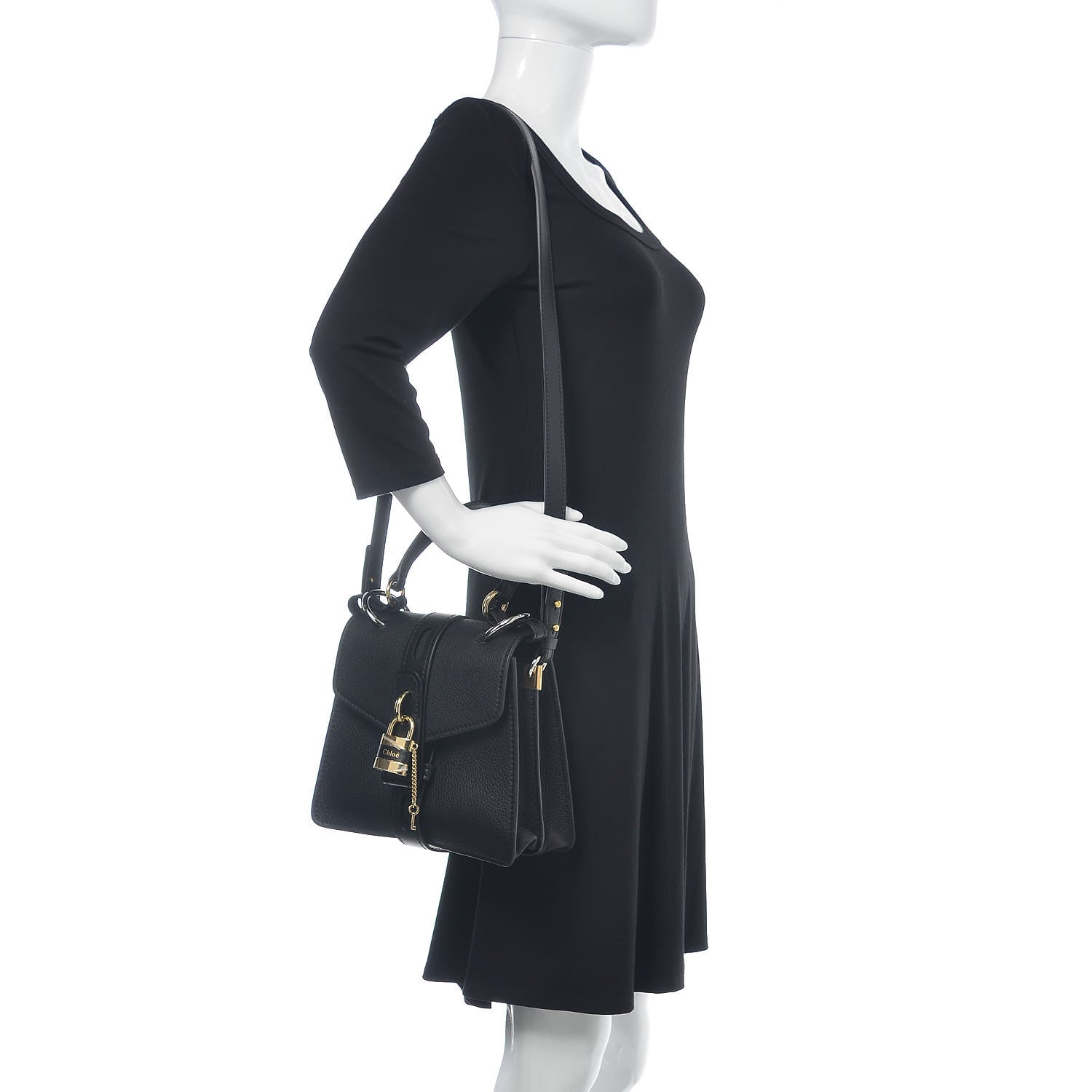 Chloe Shiny Grained Calfskin Small Aby Day Shoulder Bag Black 2 of 8