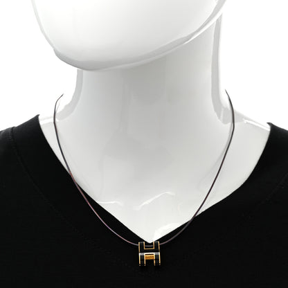 Hermes Lacquered Silver Pop H Pendant Necklace Black 2 of 8